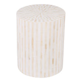 Bone Inlay Illusion Stripe Side Table White 1